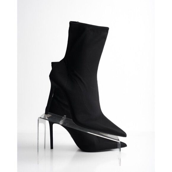 Zara Womens Ankle Boots Stretch Fabric Stiletto Black 1110/010 US 10 EU 41 New - Picture 7 of 8